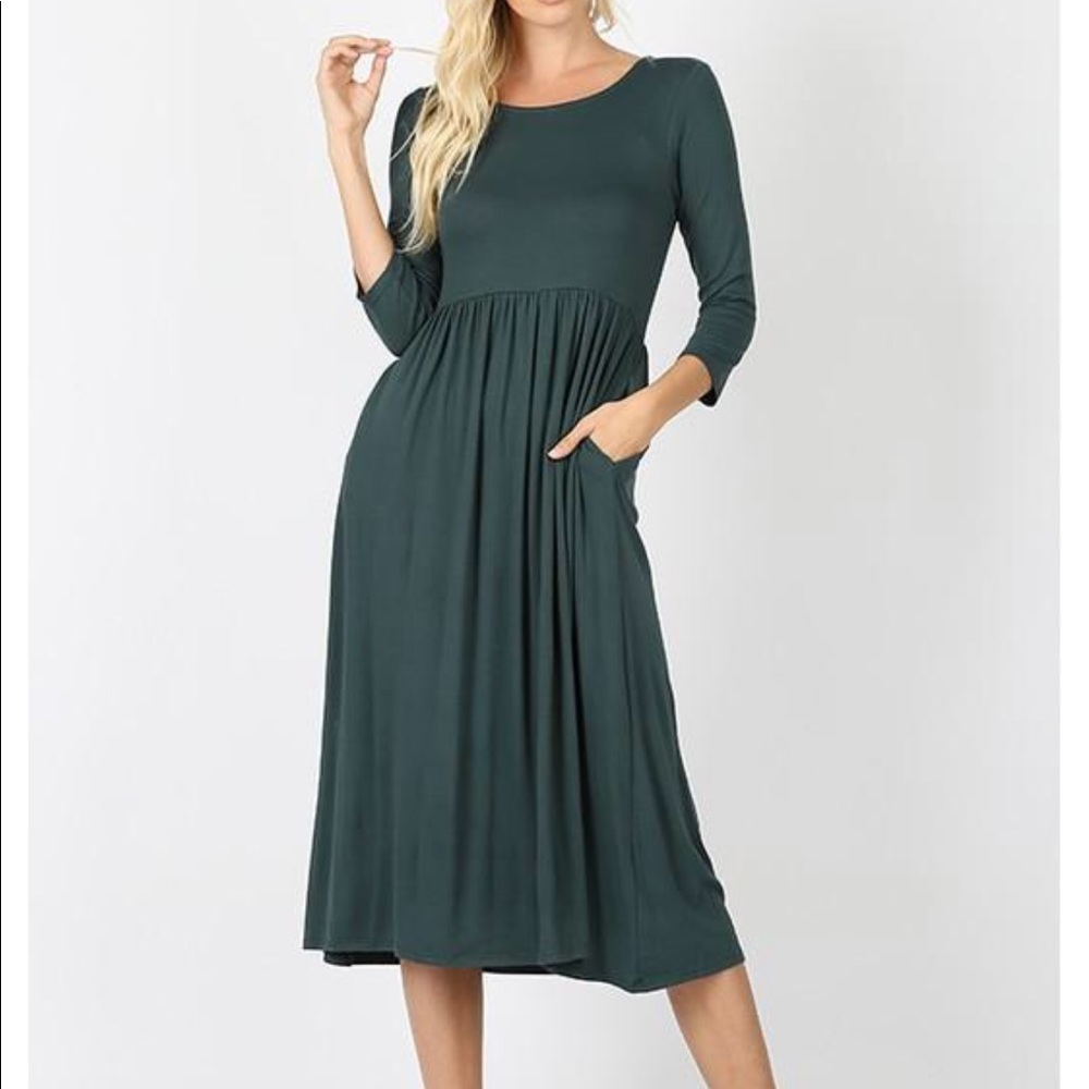 Zenana Outfitters Viscose 3/4 Sleeve Dress